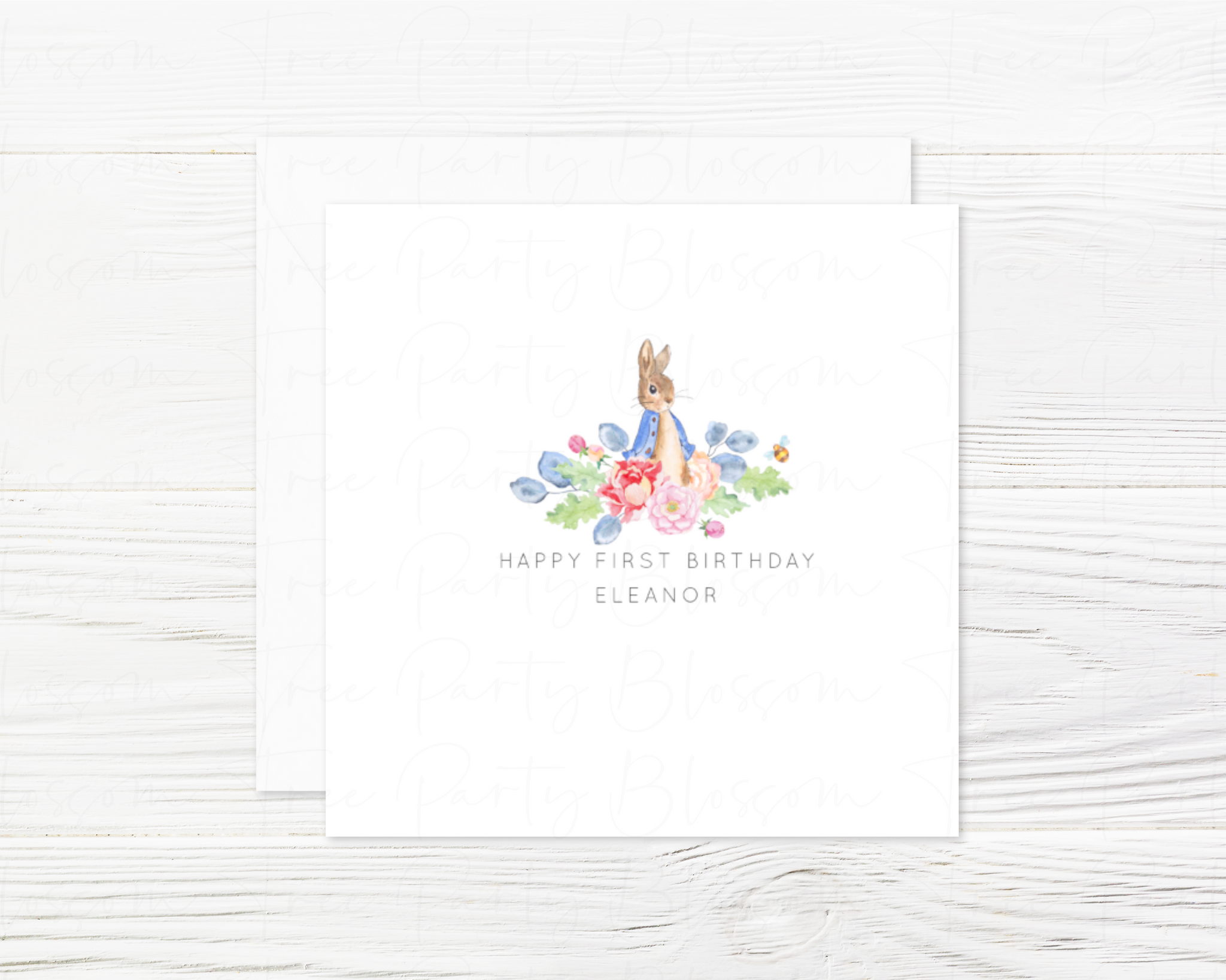 Personalised Peter Rabbit First Birthday Card - Blossom Tree Party