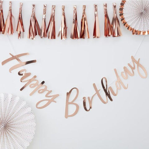 Rose Gold Happy Birthday Bunting-Bunting-Blossom Tree Party