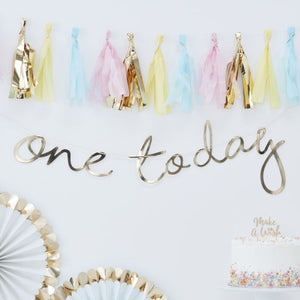 One today bunting | 1st Birthday | gold